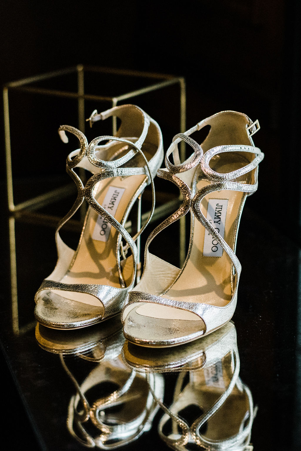 Jimmy Choo bridal shoes in a gold silver heel - Pearl Weddings &amp; Events
