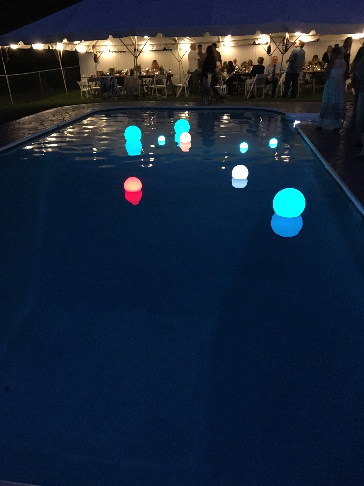 Wedding pool party with glowing balls - Pearl Weddings &amp; Events