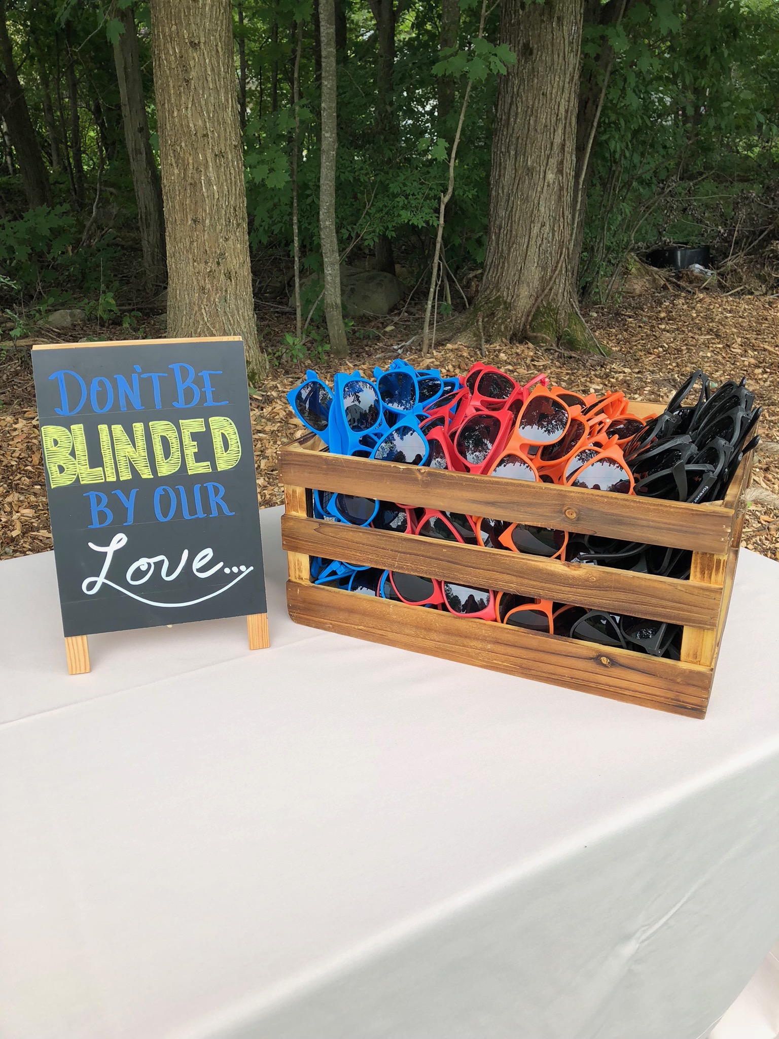 Don't be blinded by our love signs for a wedding ceremony and sunglasses favor - Pearl Weddings &amp; Events