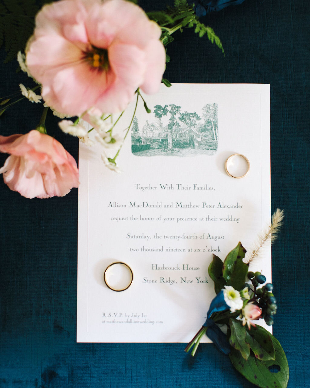 French designed white and green invitation suite - Pearl Weddings &amp; Events