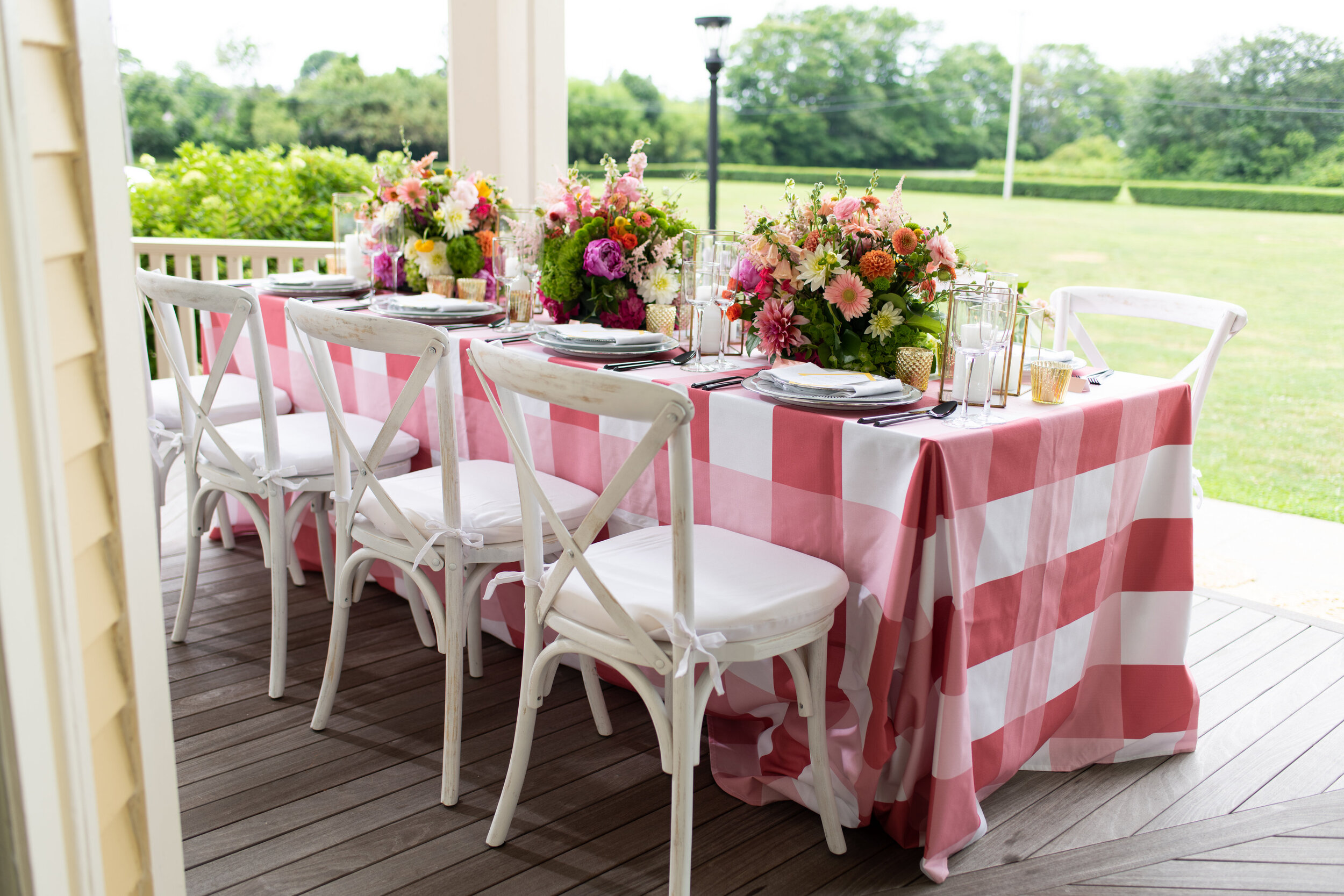 Pink Summer Table at Eisenhower House in Newport, RI for Bliss Celebrations Magazine - Pearl Weddings &amp; Events
