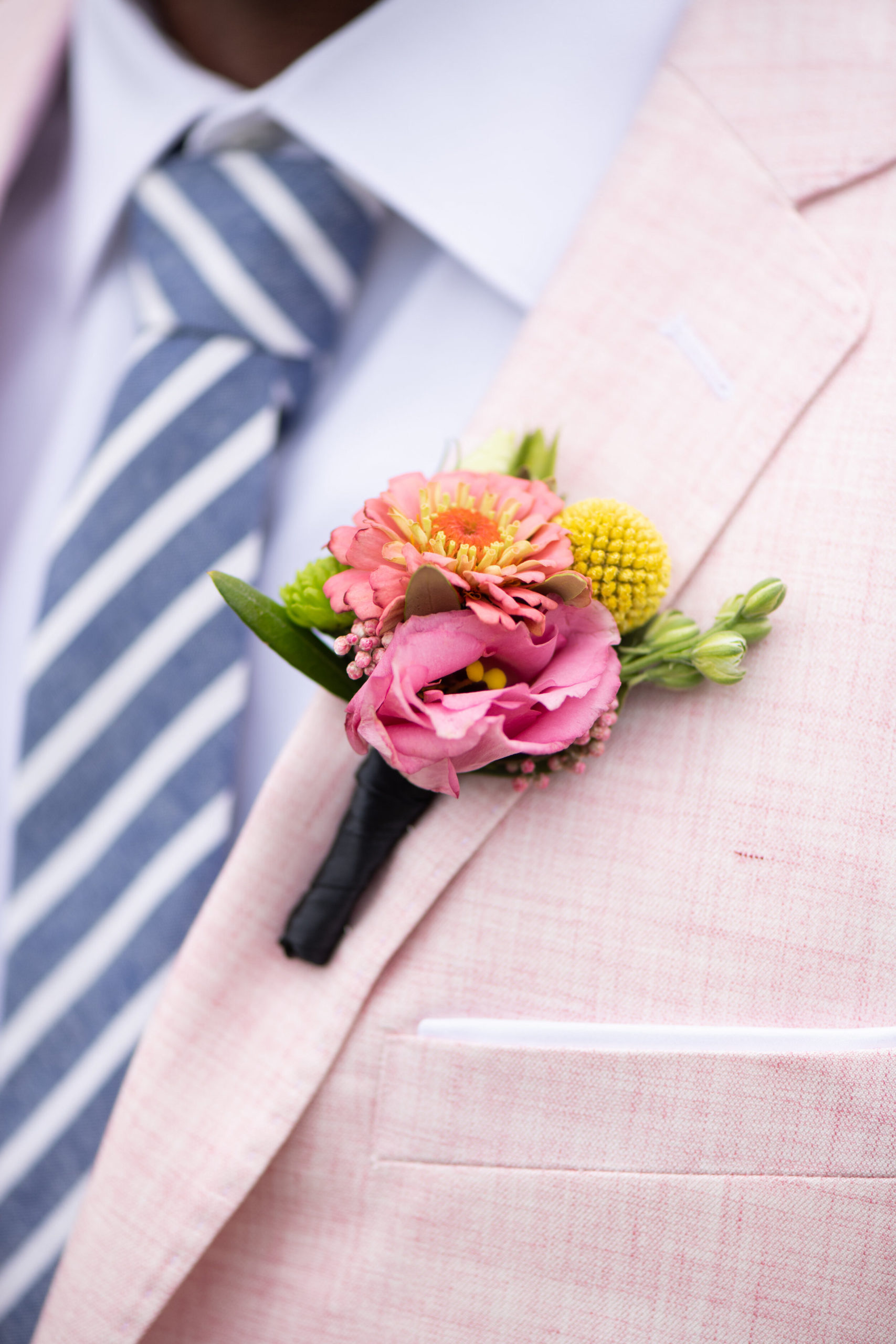 Pink and Blue Grooms Suit at Eisenhower House in Newport, RI for Bliss Celebrations Magazine - Pearl Weddings &amp; Events