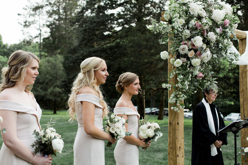 Bridesmaids in elegant light pink dresses - Pearl Weddings &amp; Events