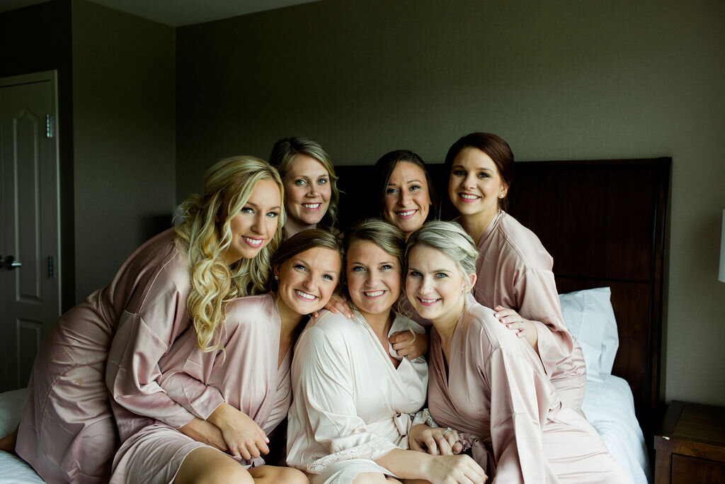 Bridal party light pink robes - Pearl Weddings &amp; Events