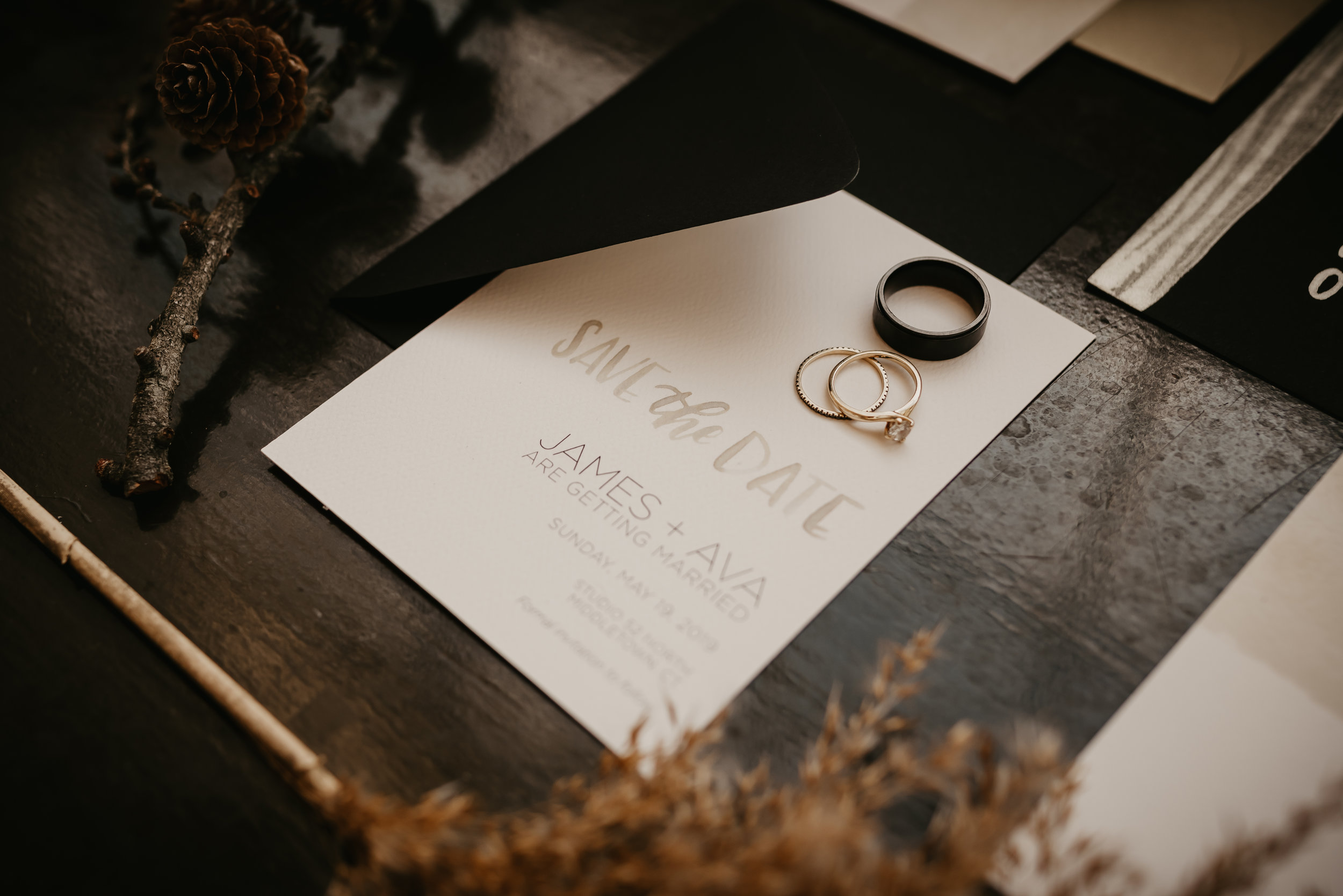Black and Tan Wedding Stationary Details - Pearl Weddings &amp; Events