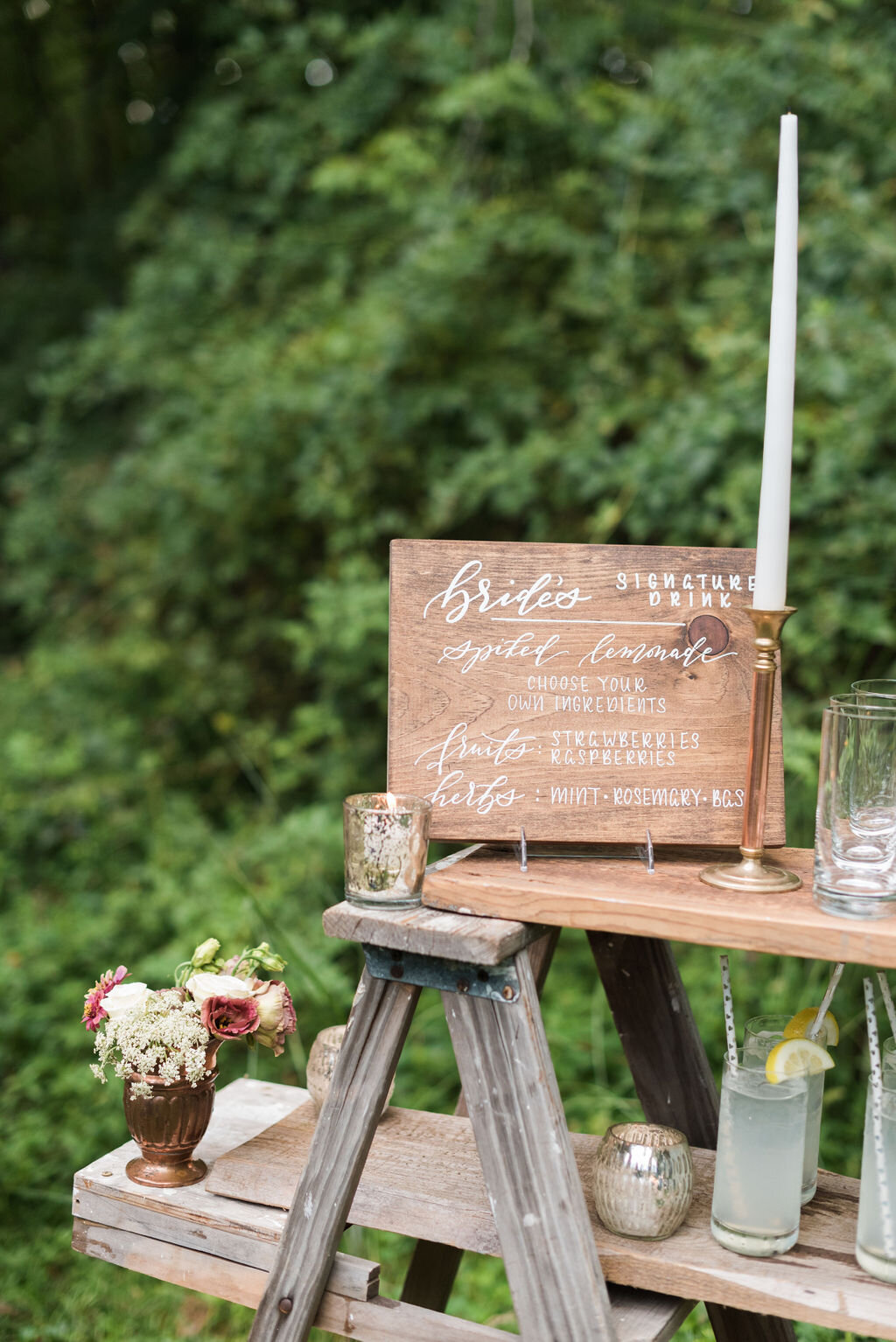 Signature drink signage - Pearl Weddings &amp; Events