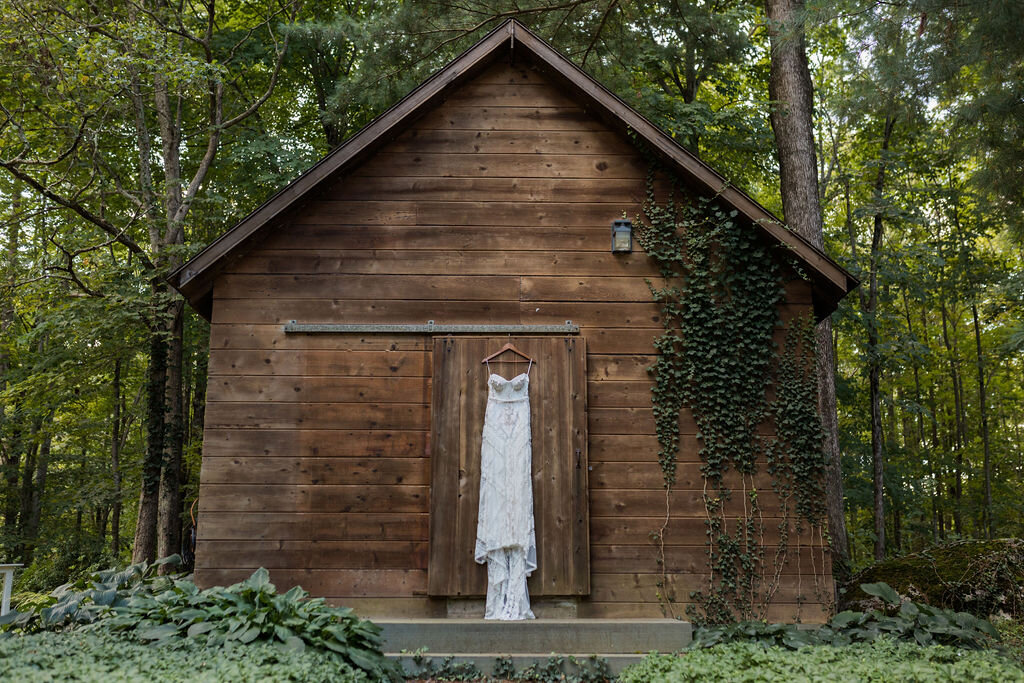 Rue De Seine dress on a barn - Pearl Weddings &amp; Events