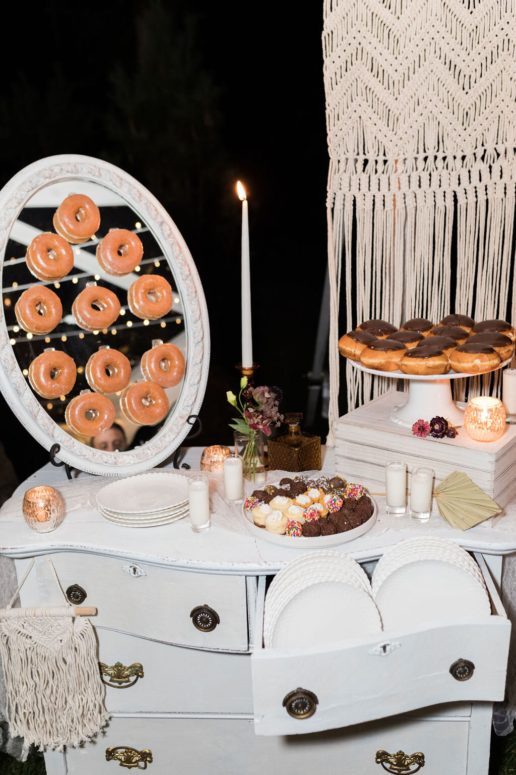 Wedding Dessert Display with Donuts - Pearl Weddings &amp; Events