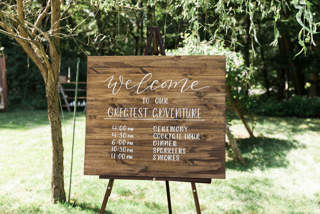 Wedding Ceremony Welcome Sign and Timeline - Pearl Weddings &amp; Events