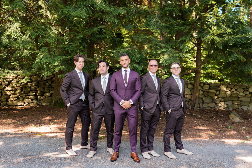 Men in maroon/red/purple suits - Pearl Weddings &amp; Events
