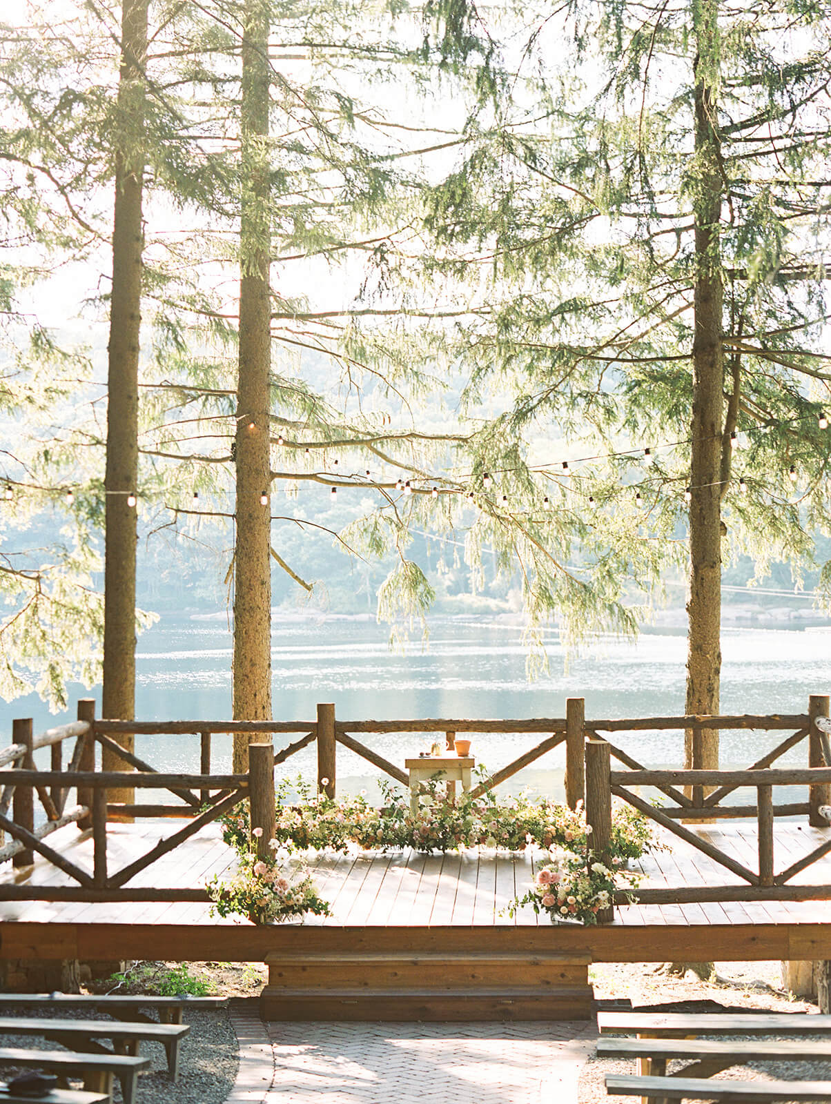 When planning your wedding, consider the feeling. This is an outdoor ceremony for a rustic and charming wedding vibe