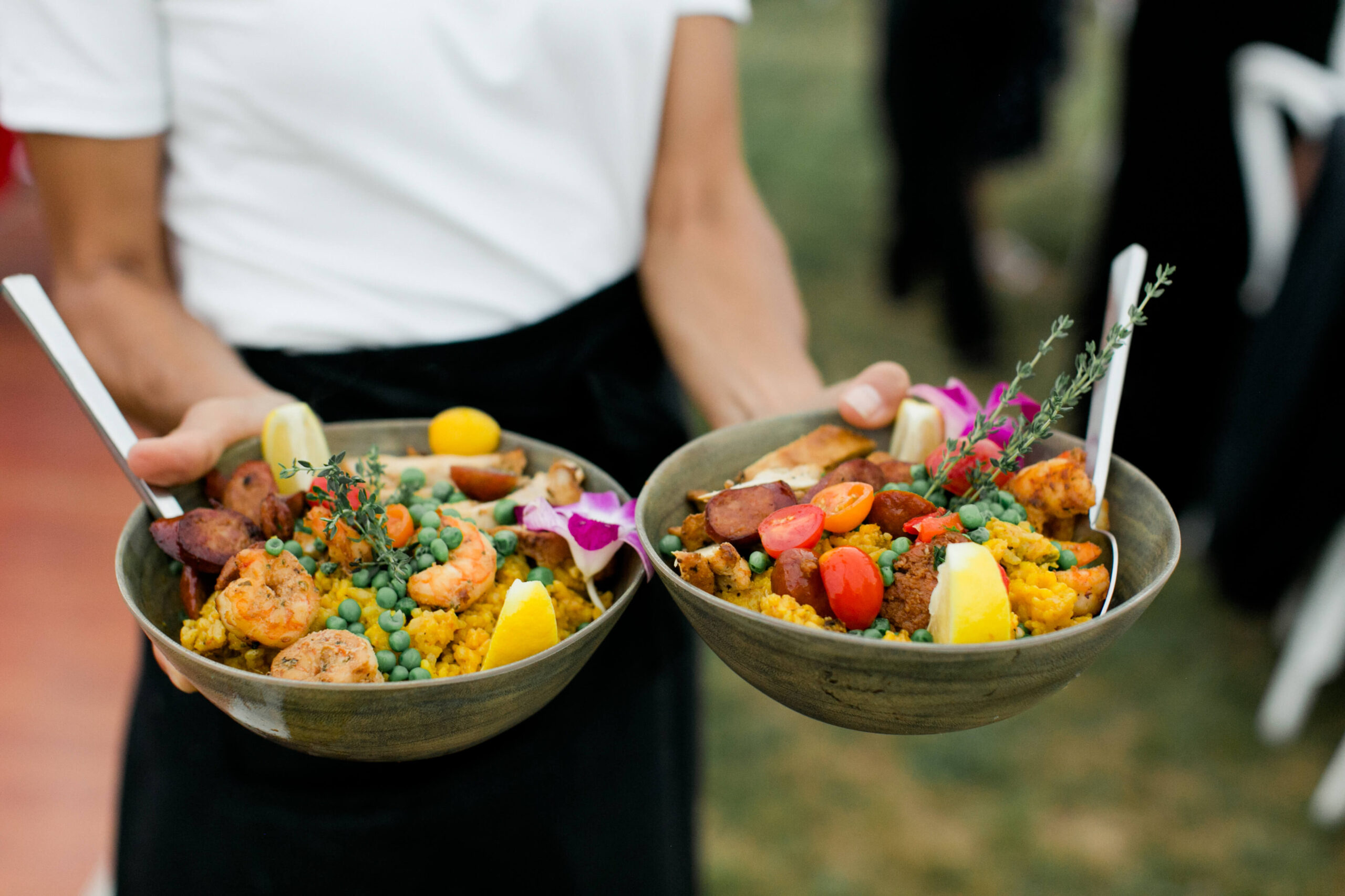 Paella was served to guests at this Connecticut wedding.