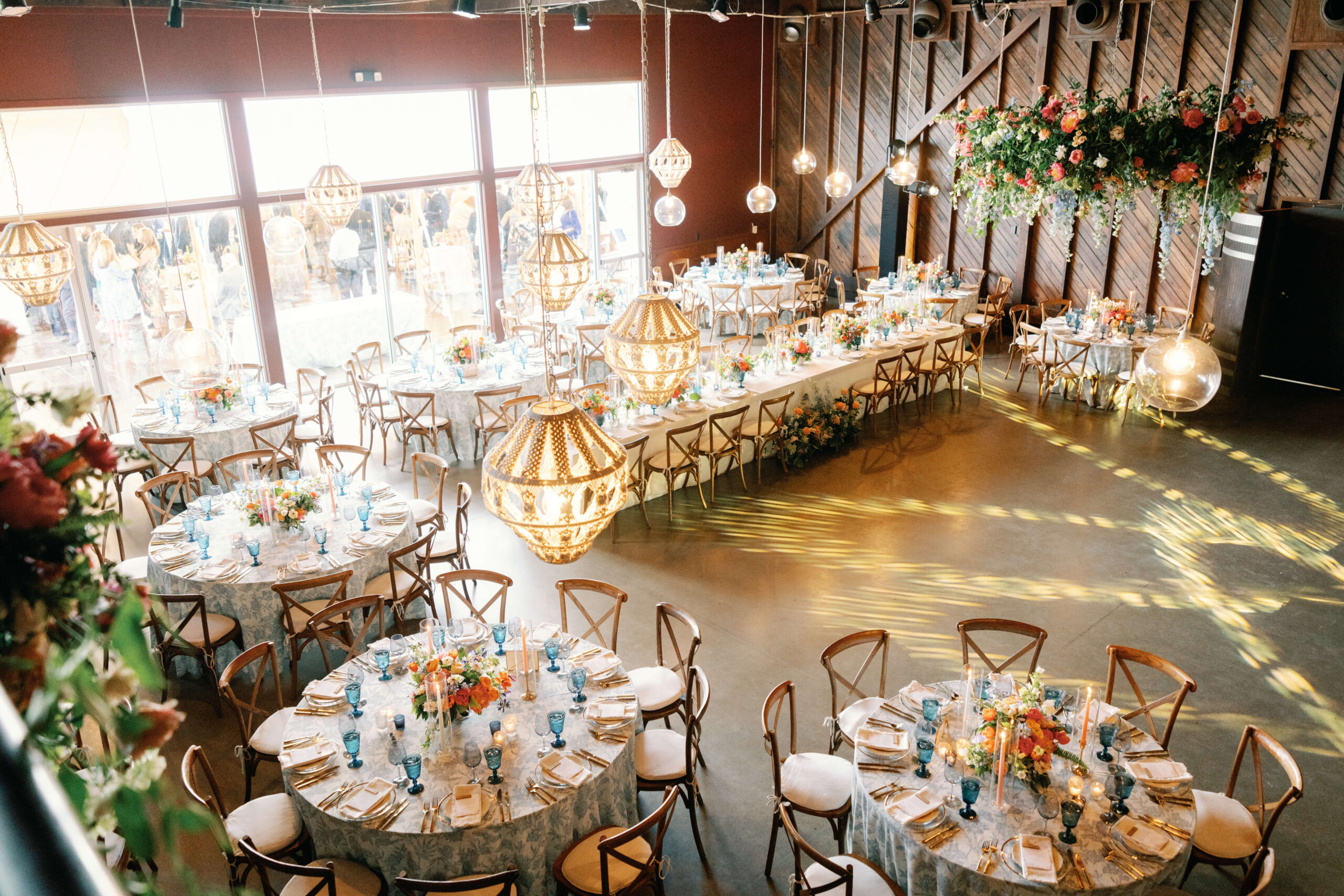 Reception for New England wedding and shoreline vieyard