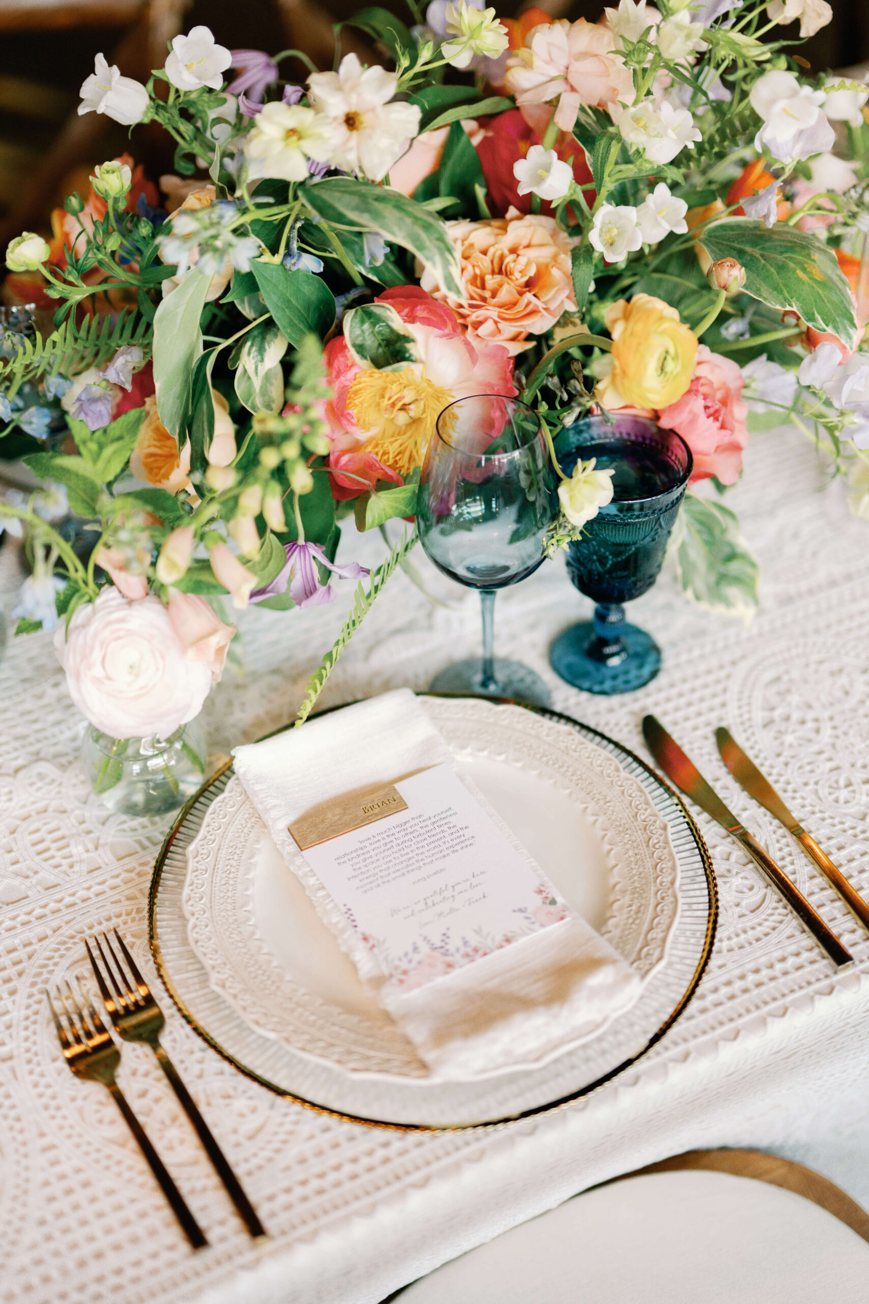 Table setting for New England wedding